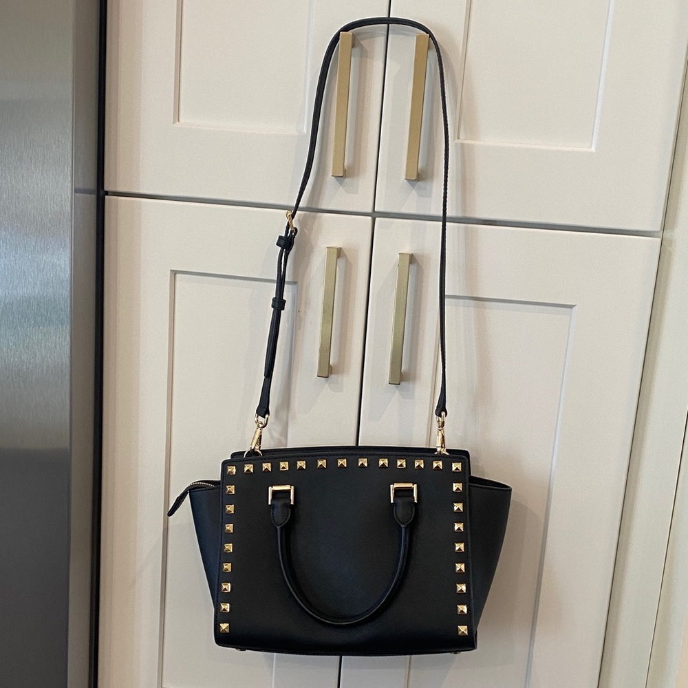Michael Kors Black Leather Selma Studded NWT Satchel bag - Picture 6 of 8